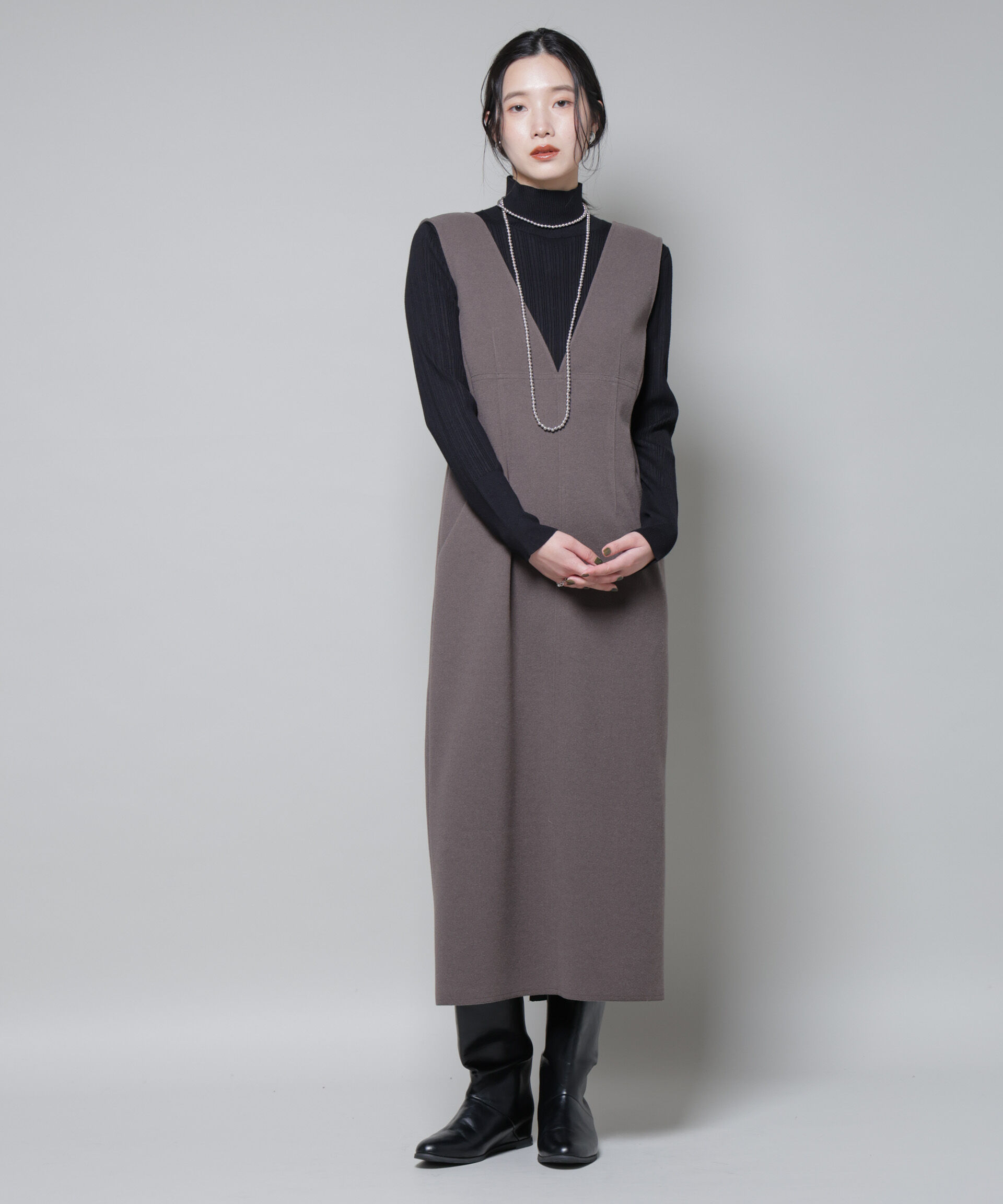 nano･universe「ホホバオイル加工ランダムリブタートルニット」|ニット・セーター|