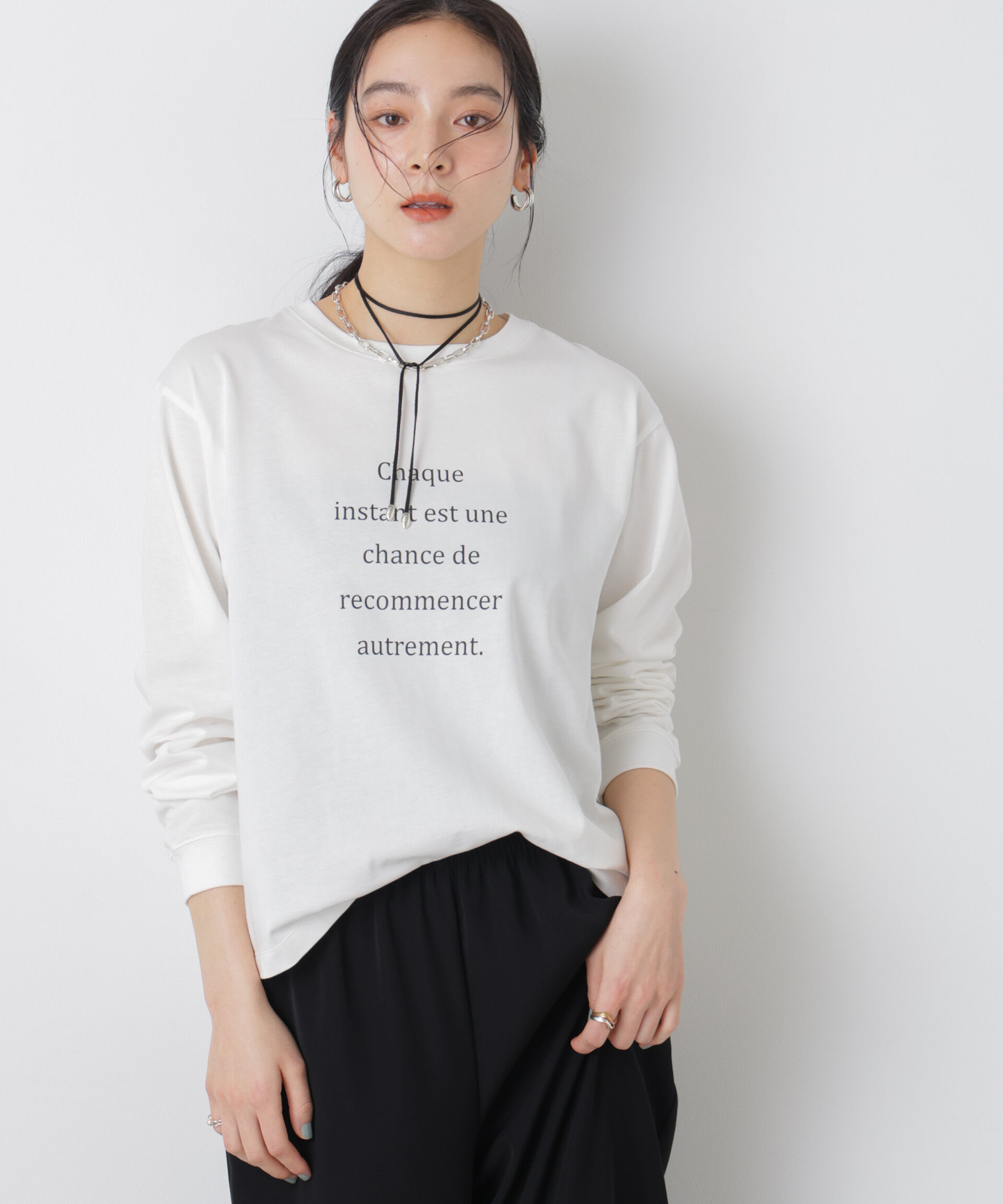 nano･universe「ロゴプリントロングスリーブTシャツ」|Tシャツ・カットソー|パターン1