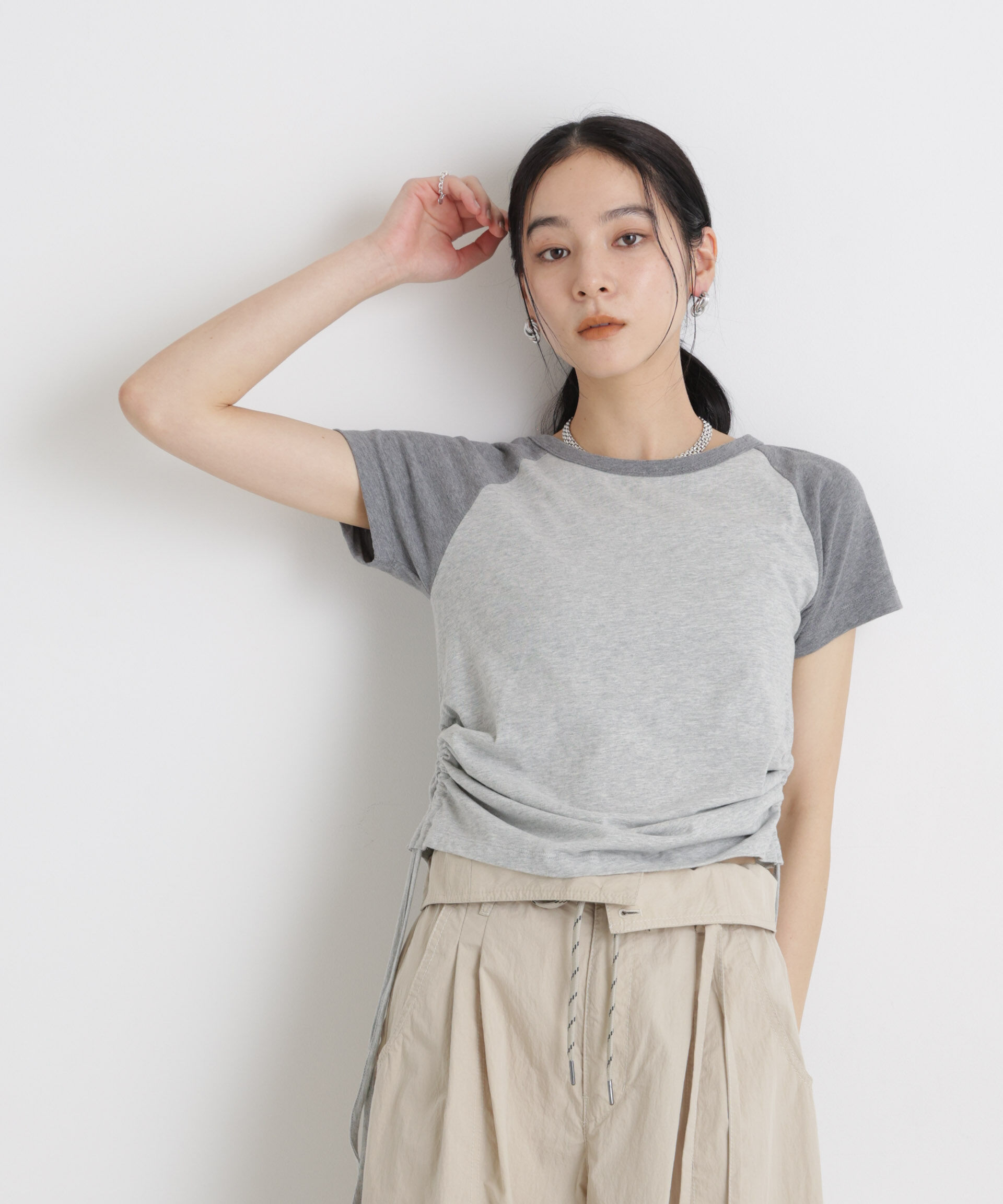 nano･universe「BOOKCLUB/別注 Raglan shirring shirts」|Tシャツ・カットソー|