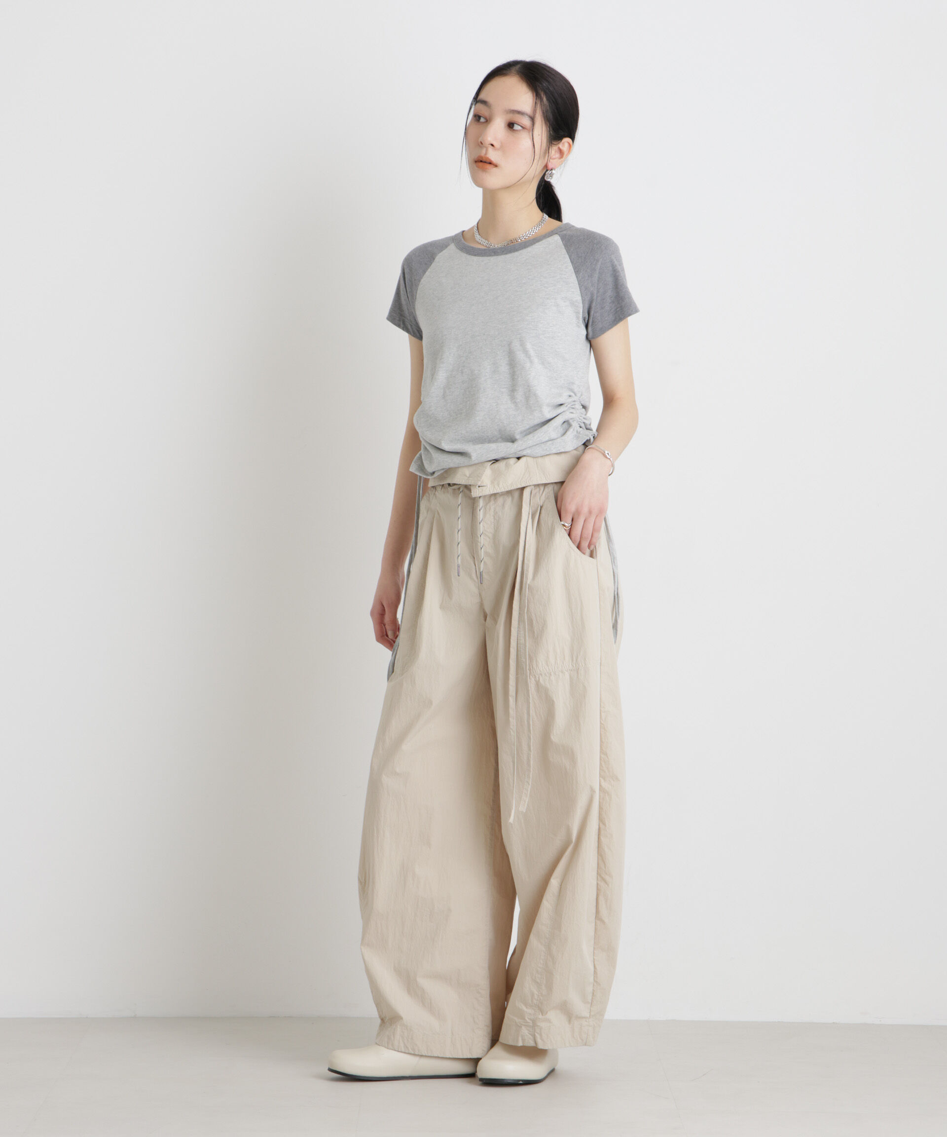 nano･universe「BOOKCLUB/別注 Raglan shirring shirts」|Tシャツ・カットソー|