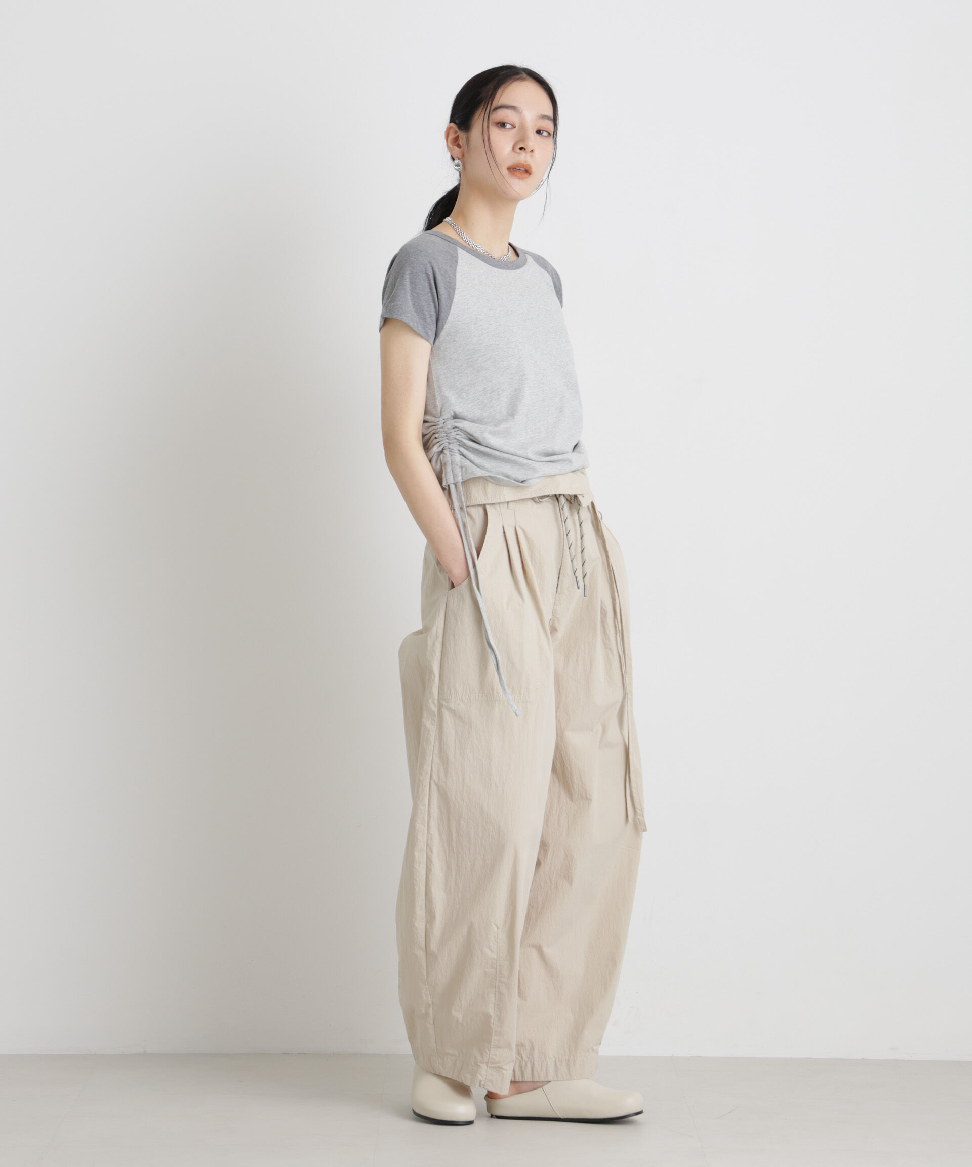 nano･universe「BOOKCLUB/別注 Raglan shirring shirts」|Tシャツ・カットソー|