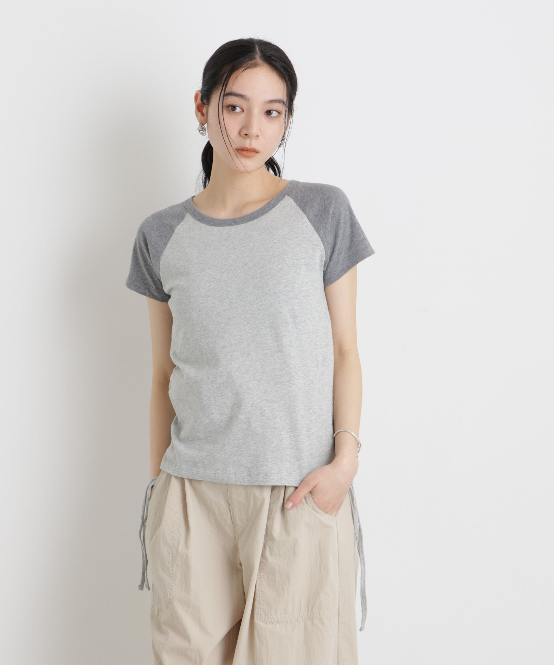 nano･universe「BOOKCLUB/別注 Raglan shirring shirts」|Tシャツ・カットソー|