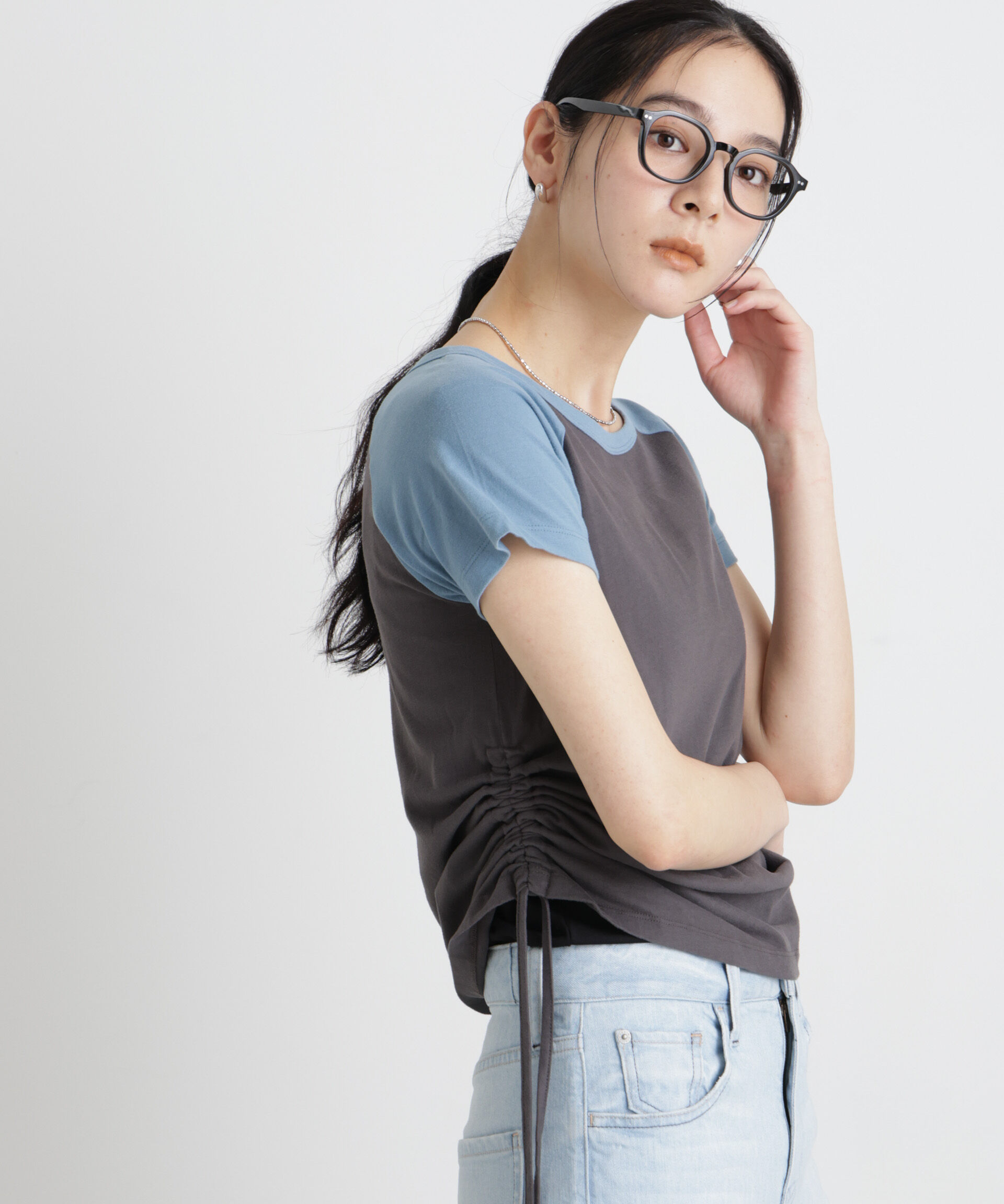 nano･universe「BOOKCLUB/別注 Raglan shirring shirts」|Tシャツ・カットソー|