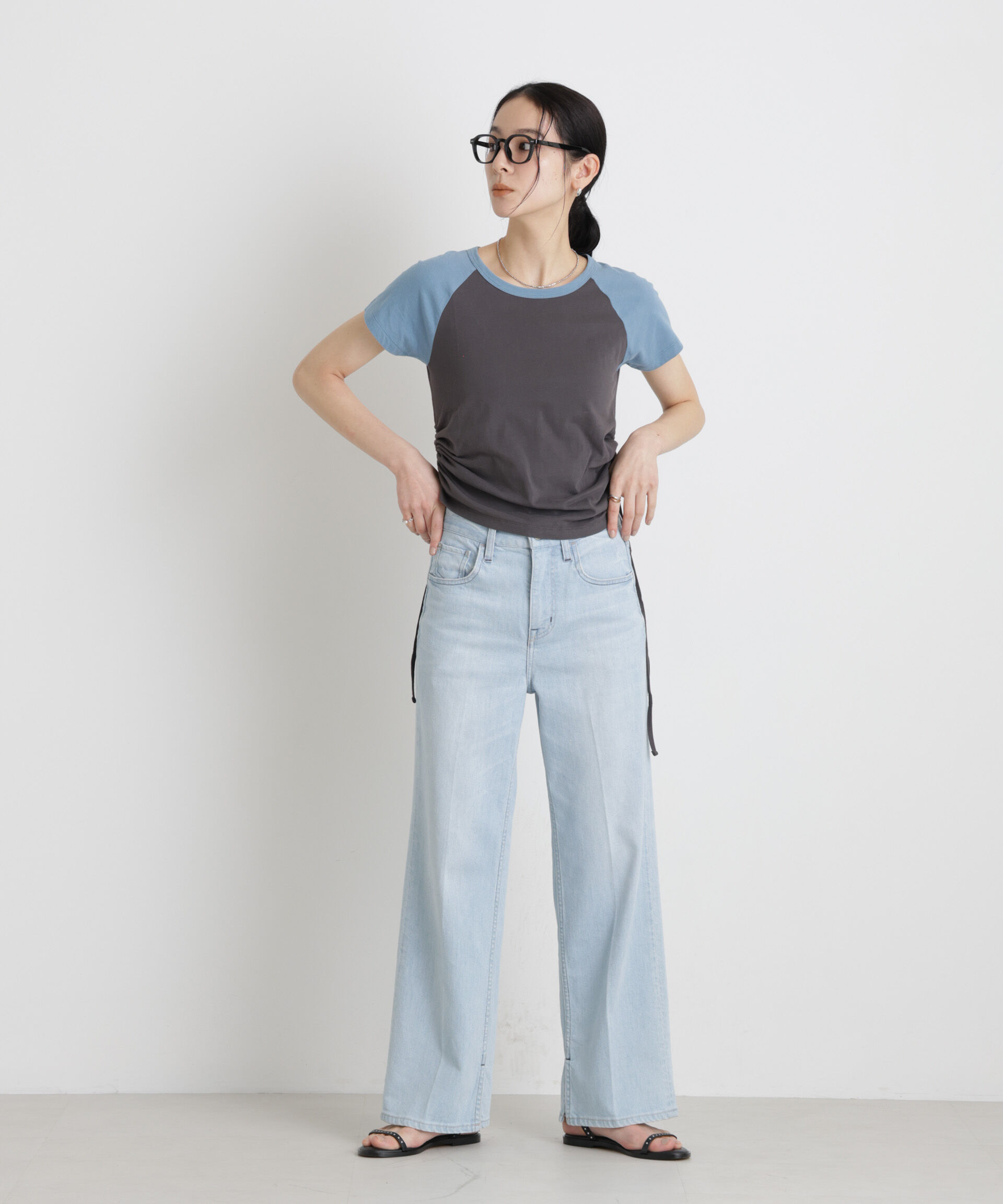 nano･universe「BOOKCLUB/別注 Raglan shirring shirts」|Tシャツ・カットソー|