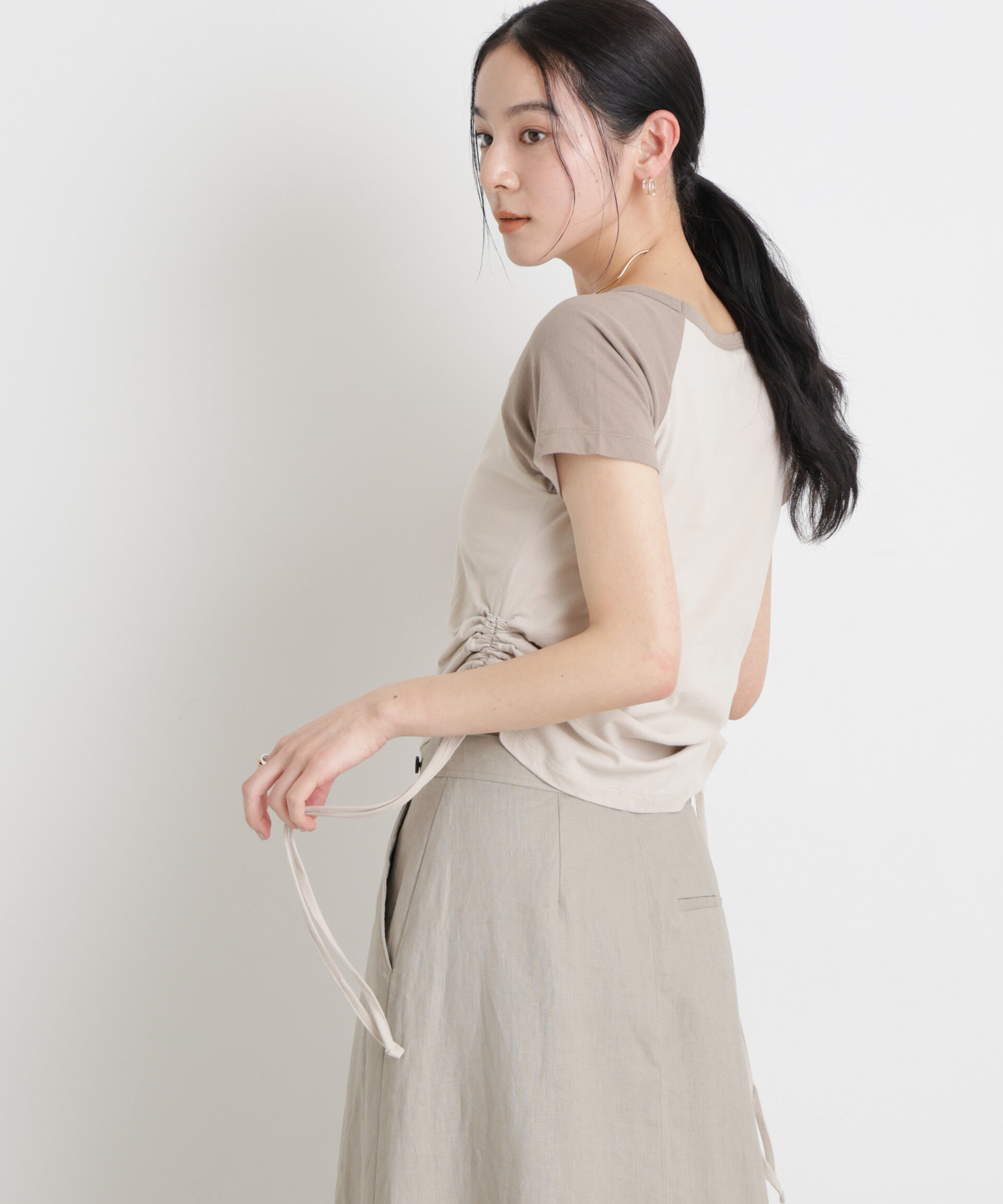 nano･universe「BOOKCLUB/別注 Raglan shirring shirts」|Tシャツ・カットソー|