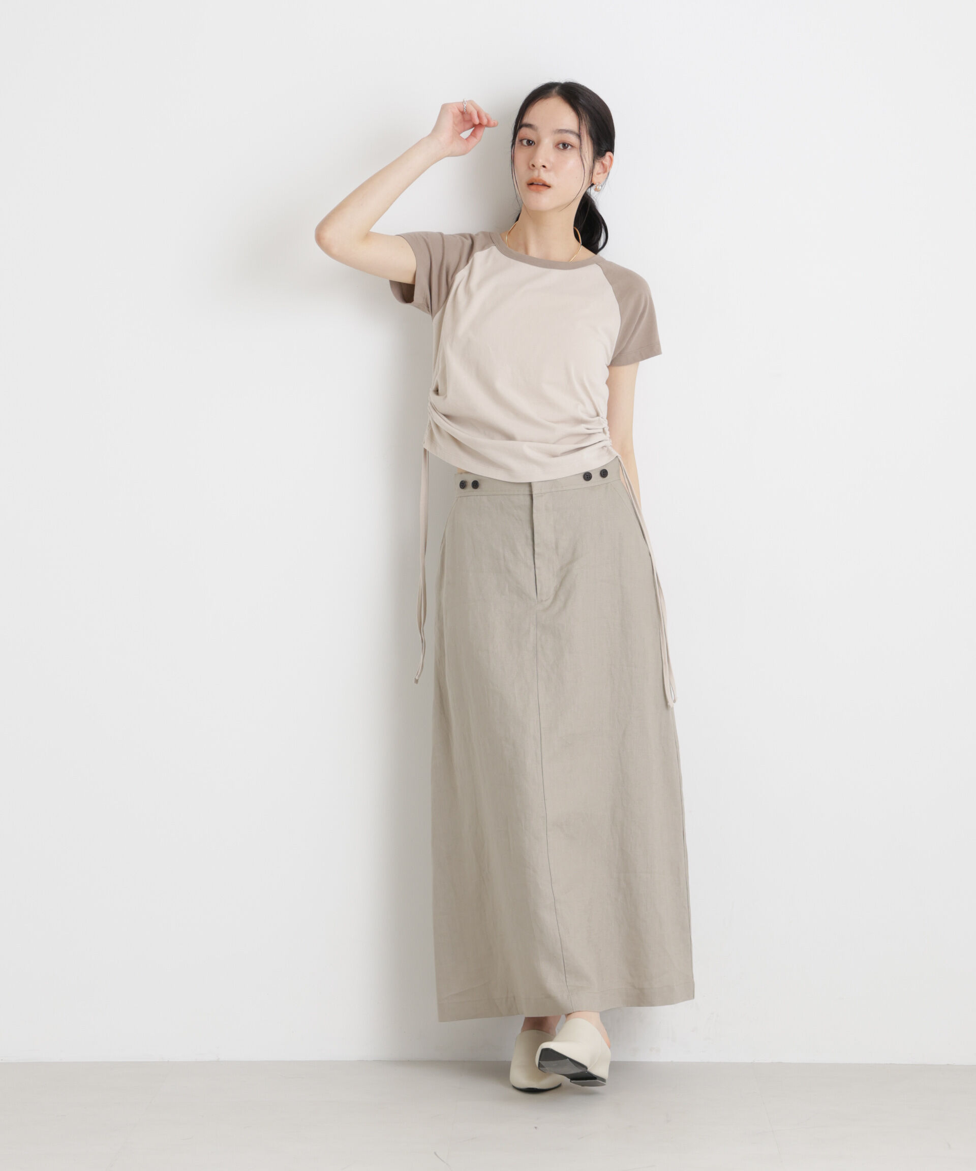 nano･universe「BOOKCLUB/別注 Raglan shirring shirts」|Tシャツ・カットソー|