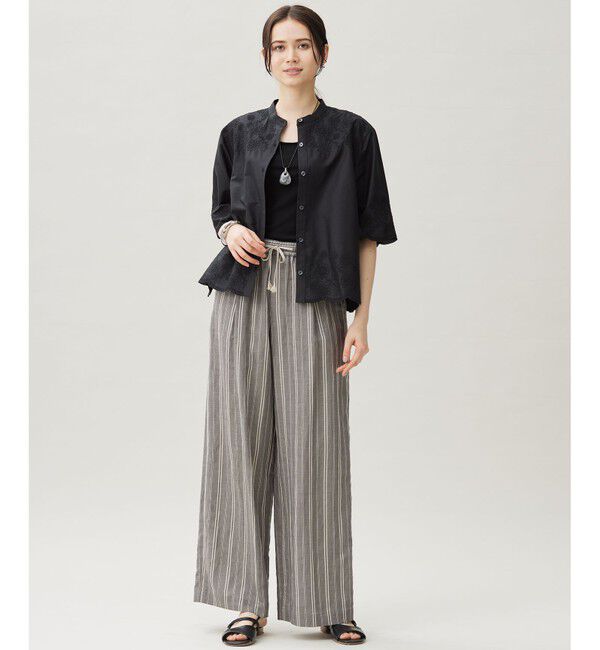 自由区「【セットアップ対応】リネンビスコースストライプドロスト パンツ」|その他|