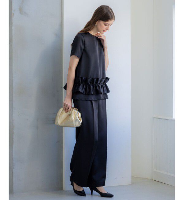 23区「【APPLAUDIR】クリアダブルサテン フリルヘム ブラウス」|シャツ・ブラウス|