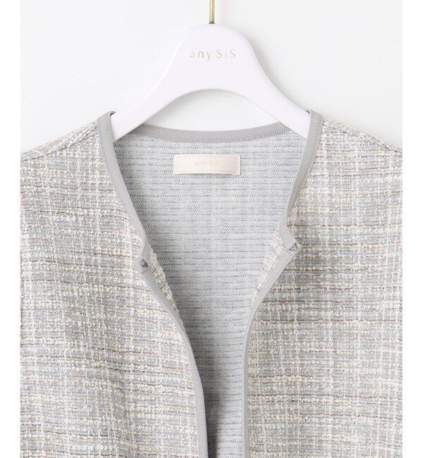 ANY SIS「【2SET】ウォッシャブルジャケット &times; ブラウス セット」|ノーカラージャケット|