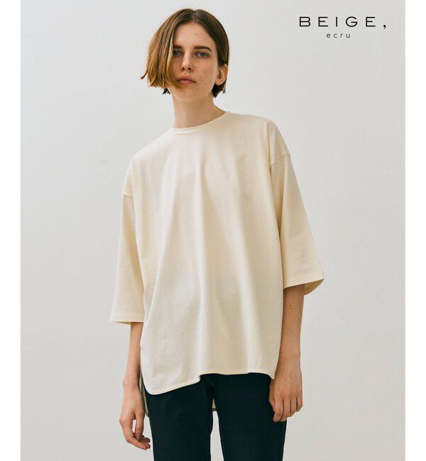 BEIGE,「【BEIGEecru/WEB限定・洗える】JERSEY STITCH / コットンオーバーサイズトップス」|Tシャツ・カットソー|Ecru