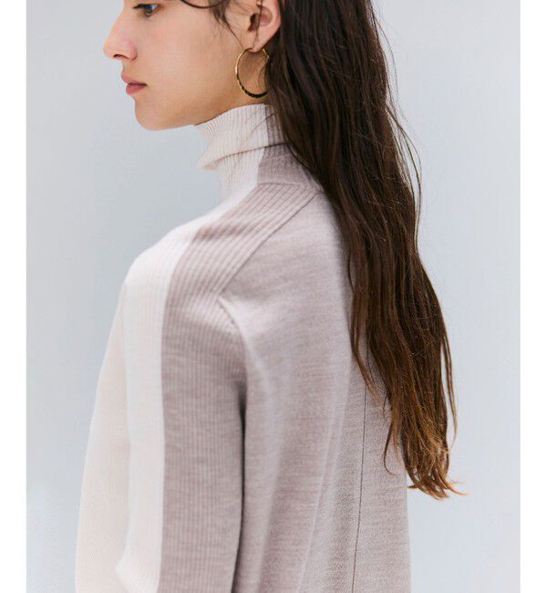 BEIGE,「【洗える・VERY NaVY掲載】LA MONNAIE / バイカラーウールタートルニット」|ニット・セーター|