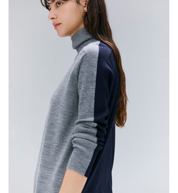 BEIGE,「【洗える・VERY NaVY掲載】LA MONNAIE / バイカラーウールタートルニット」|ニット・セーター|