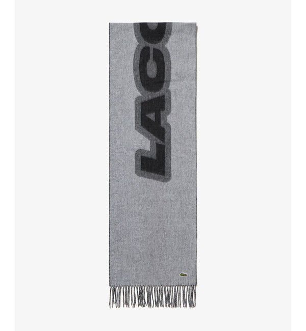 LACOSTE「ビッグブランドネームロゴジャカードマフラー」|マフラー|グレー