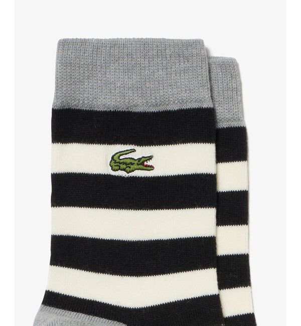 LACOSTE「配色切り替えボーダークルーソックス」|ソックス|