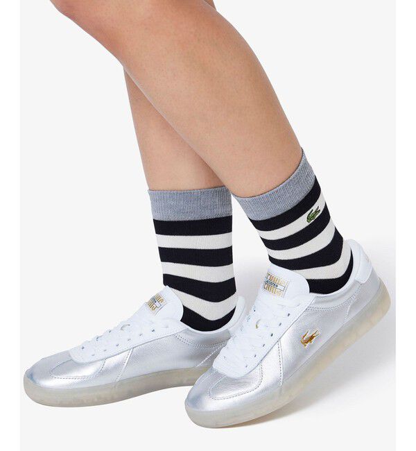 LACOSTE「配色切り替えボーダークルーソックス」|ソックス|