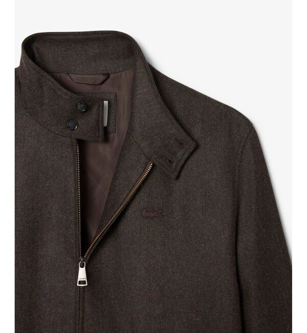 LACOSTE「ウールヘリンボーン ツイード スタンドカラー ハリントンジャケット」|ブルゾン・スタジャン|