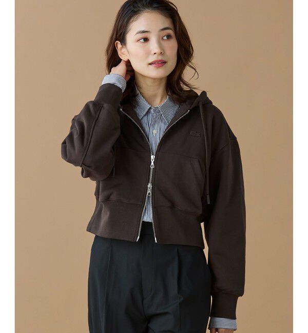 LACOSTE「裏パイルクロップドジップフーディー」|パーカー|