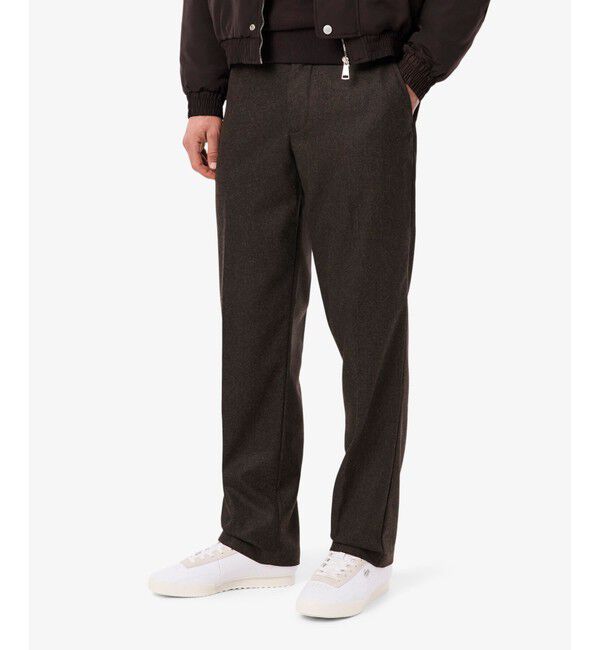 LACOSTE「ウールブレンドヘリンボーンパンツ」|スラックス|ブラウン