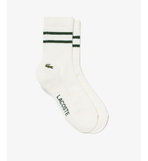 LACOSTE「ウィメンズ足底パイルラインソックス」|ソックス|ホワイト&times;グリーン