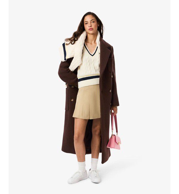 LACOSTE「ダブルブレストバージンウールロングコート」|チェスターコート|