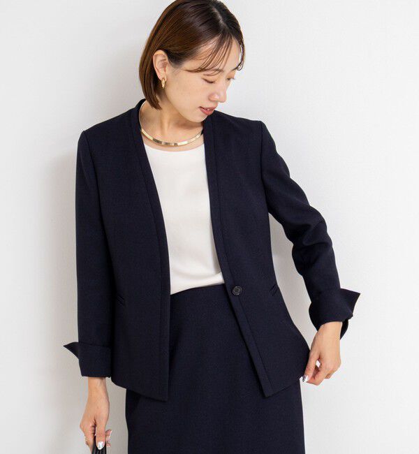 NOLLEY'S sophi「《セットアップ対応》ウォッシャブルウール調ノーカラージャケット」|ノーカラージャケット|