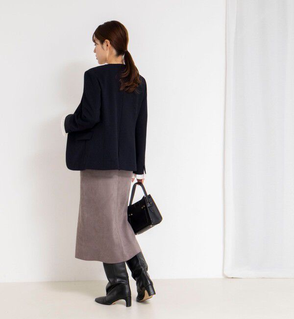 NOLLEY'S「《セットアップ対応》ウォッシャブルサージストレッチVネックジャケット」|ノーカラージャケット|