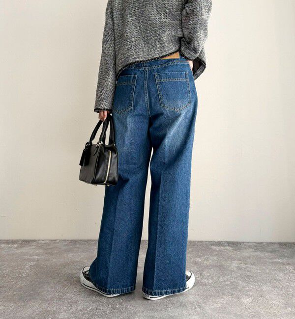 fredy emue「FRセンタープレスセミワイドデニムパンツ」|デニム|