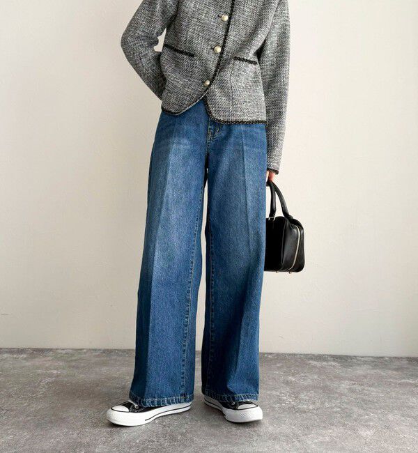 fredy emue「FRセンタープレスセミワイドデニムパンツ」|デニム|