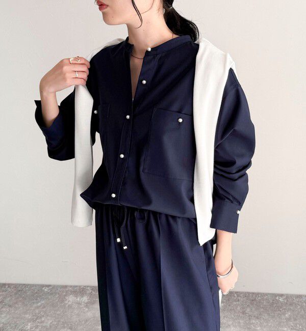 fredy emue「《セットアップ対応》TRパール釦バンドカラーシャツ」|シャツ・ブラウス|