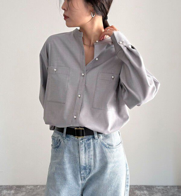 fredy emue「《セットアップ対応》TRパール釦バンドカラーシャツ」|シャツ・ブラウス|