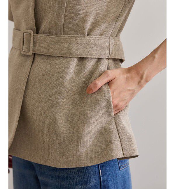 ROPE「リネンライク ベルテッドジャケット/セットアップ対応」|テーラードジャケット|