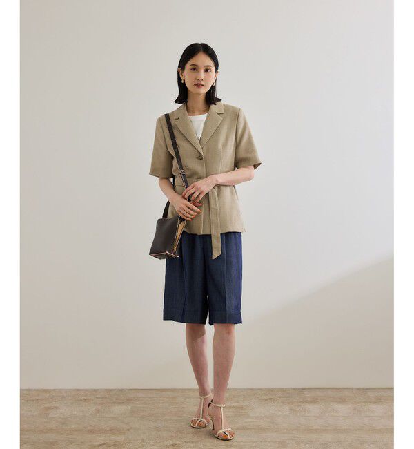 ROPE「リネンライク ベルテッドジャケット/セットアップ対応」|テーラードジャケット|