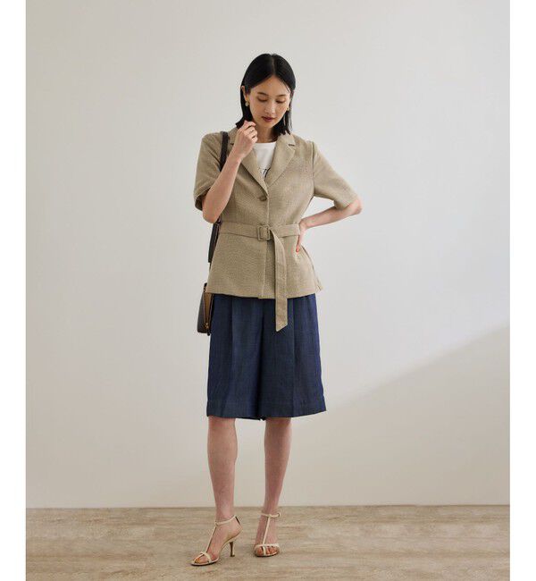 ROPE「リネンライク ベルテッドジャケット/セットアップ対応」|テーラードジャケット|