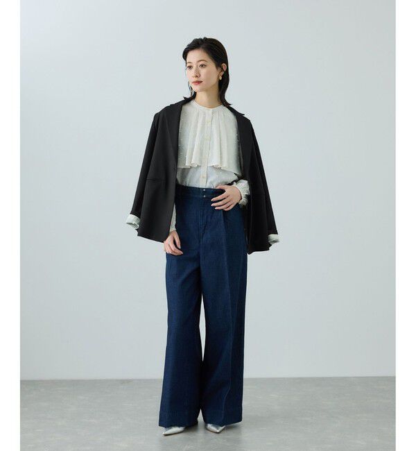 ROPE「トリアセツイル シングルテーラードジャケット(デニムライク)/セットアップ対応」|テーラードジャケット|