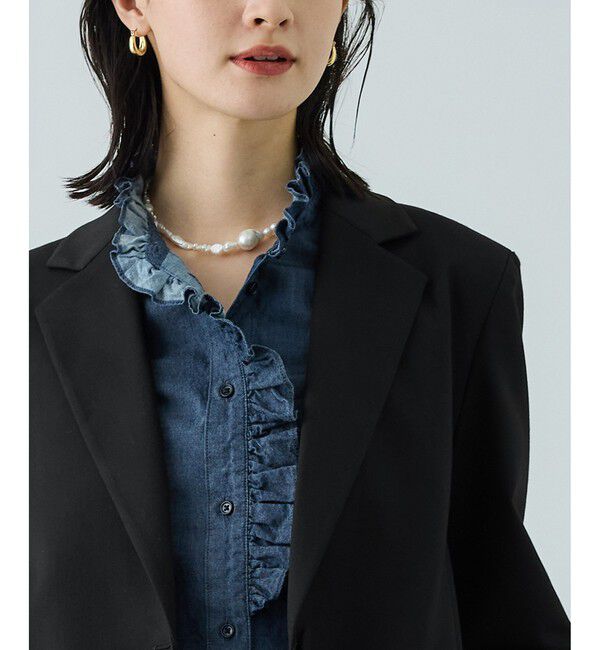 ROPE「トリアセツイル シングルテーラードジャケット(デニムライク)/セットアップ対応」|テーラードジャケット|