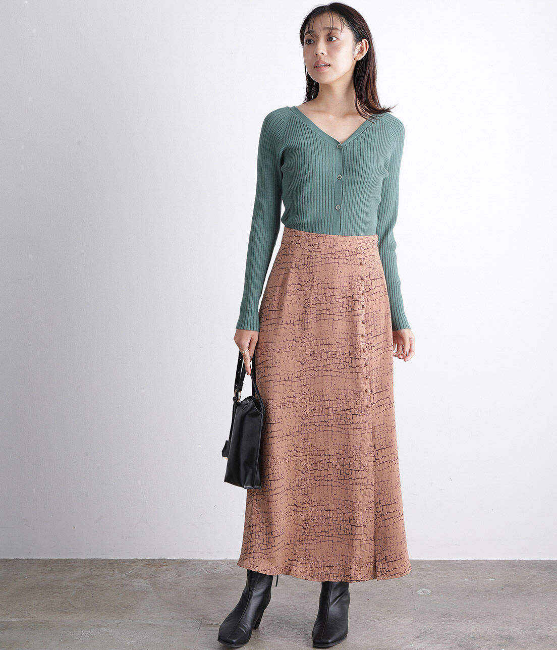 VIS「【WEB限定】ウォール柄前ボタンスカート」|スカート|