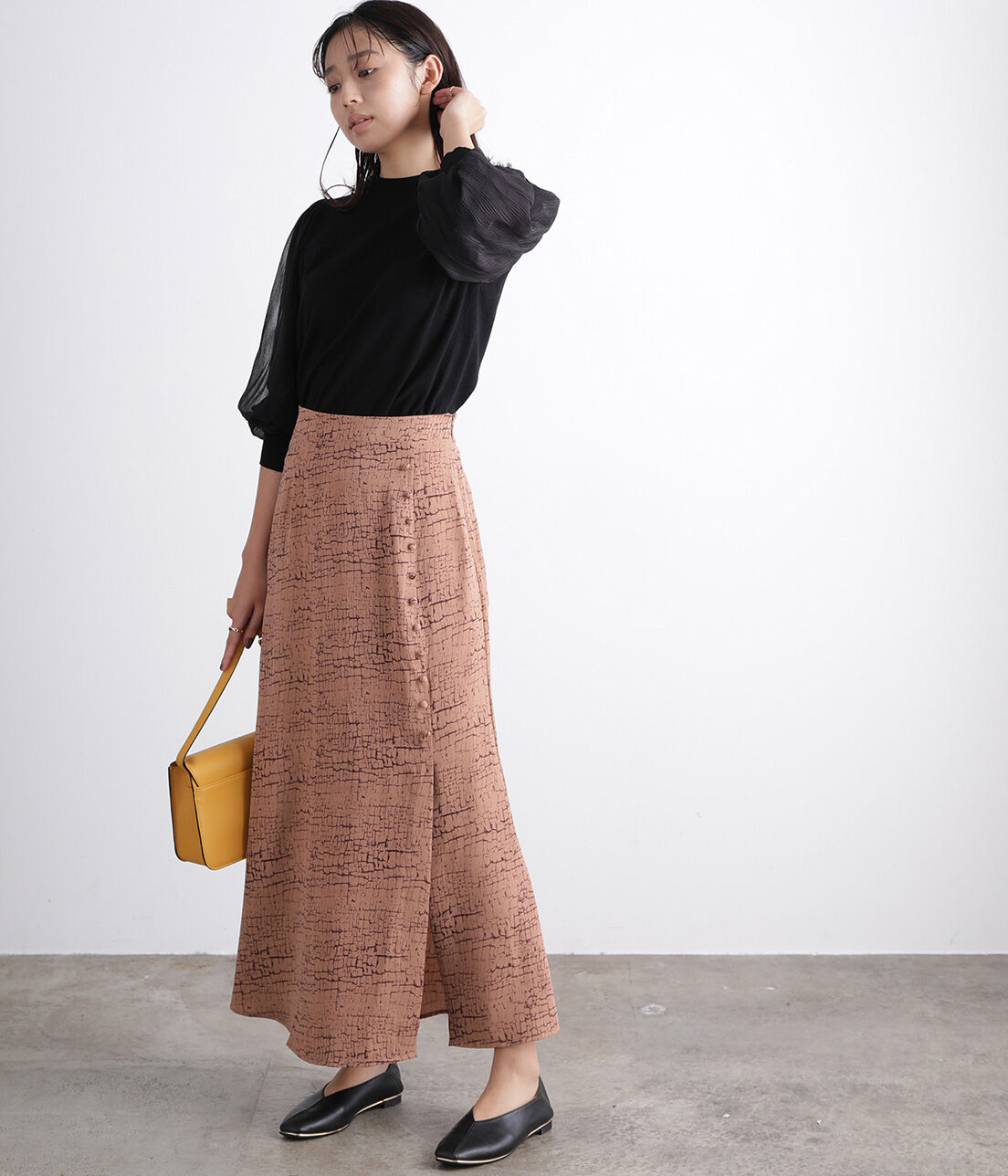 VIS「【WEB限定】ウォール柄前ボタンスカート」|スカート|