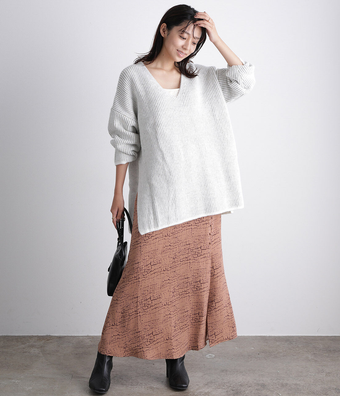 VIS「【WEB限定】ウォール柄前ボタンスカート」|スカート|