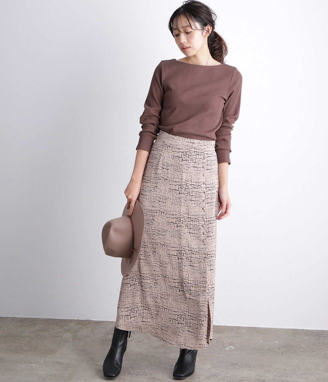VIS「【WEB限定】ウォール柄前ボタンスカート」|スカート|