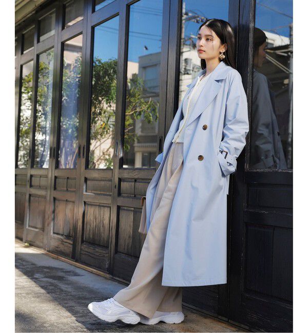 VIS「【定番人気】【撥水/UVケア】後ろタックトレンチコート スプリングコート」|トレンチコート|