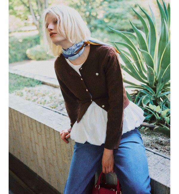 VIS「【POLO BCS】VIS別注ミニケーブルノーカラーニットカーディガン」|カーディガン|