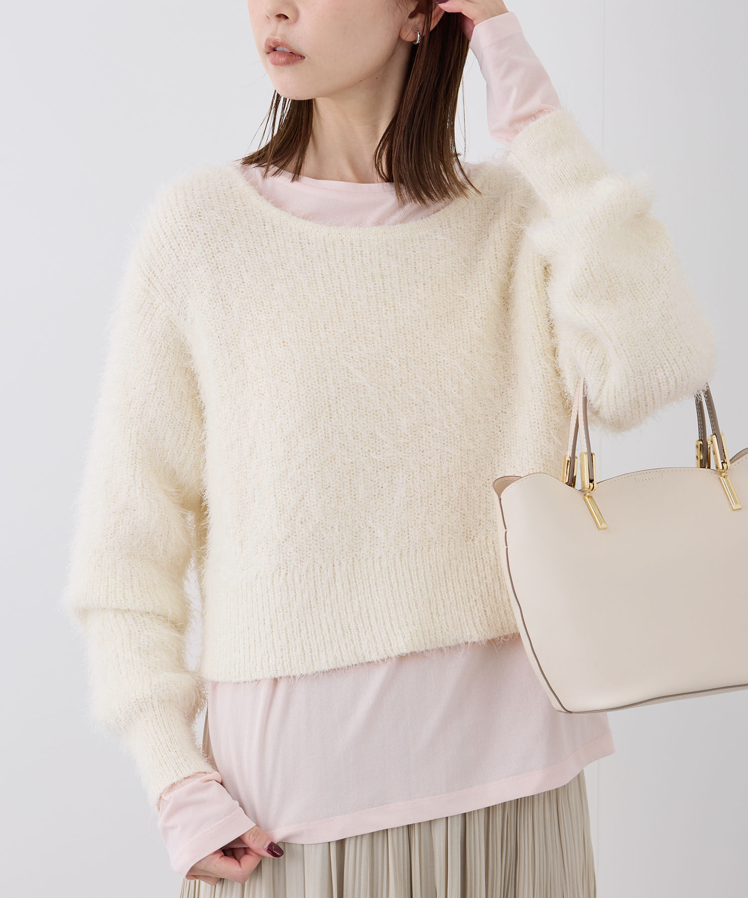 Rope&rsquo;Picnic「シャギーニットショート丈プルオーバー」|ニット・セーター|