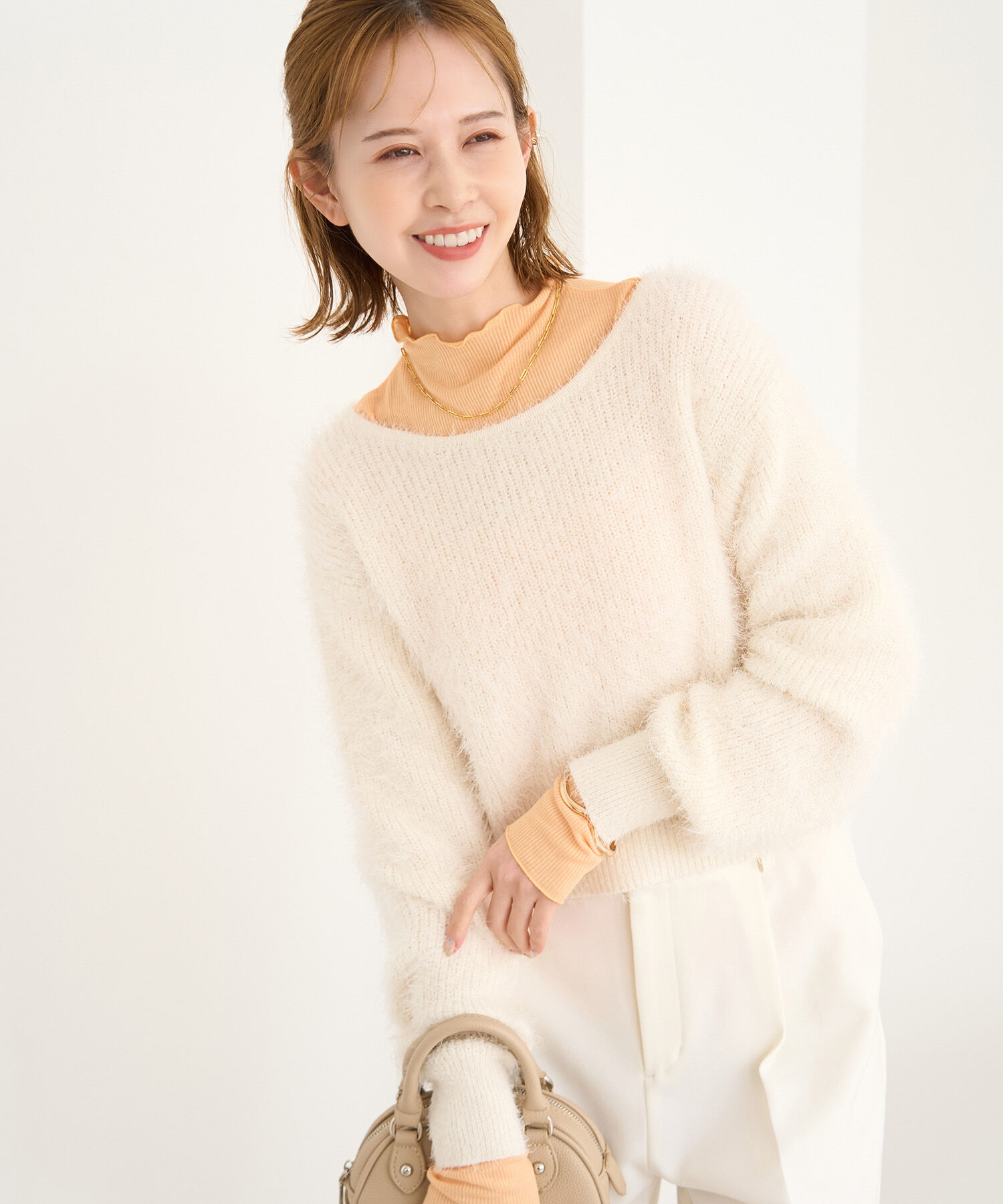 Rope&rsquo;Picnic「シャギーニットショート丈プルオーバー」|ニット・セーター|