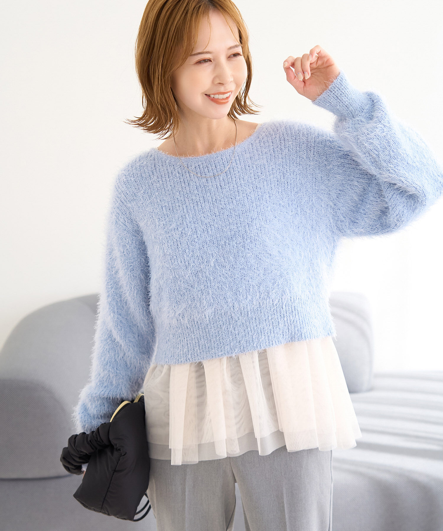 Rope&rsquo;Picnic「シャギーニットショート丈プルオーバー」|ニット・セーター|