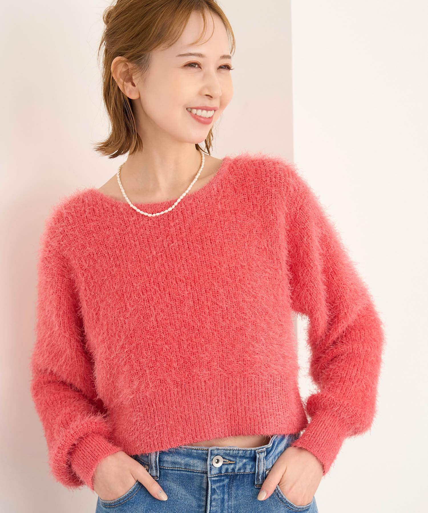 Rope&rsquo;Picnic「シャギーニットショート丈プルオーバー」|ニット・セーター|