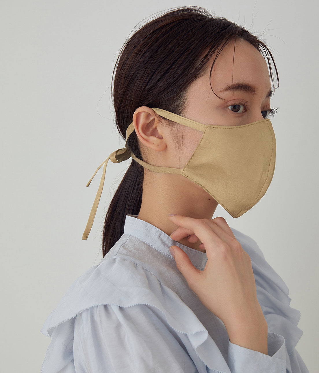 ADAM ET ROPE'「【WEB限定】シルクフォルムリボンマスク」|その他|キャメル(25)
