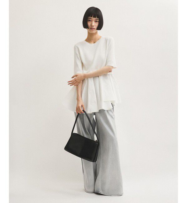 ADAM ET ROPE'「ペプラムコンビハーフスリーブニット」|ニット・セーター|