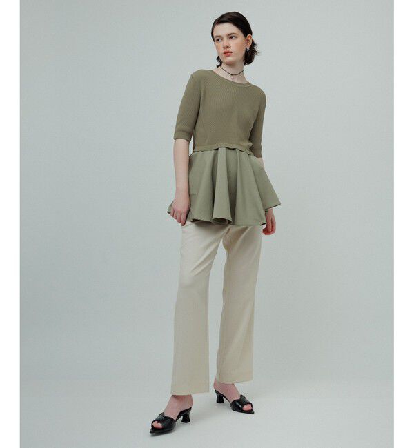 ADAM ET ROPE'「ペプラムコンビハーフスリーブニット」|ニット・セーター|