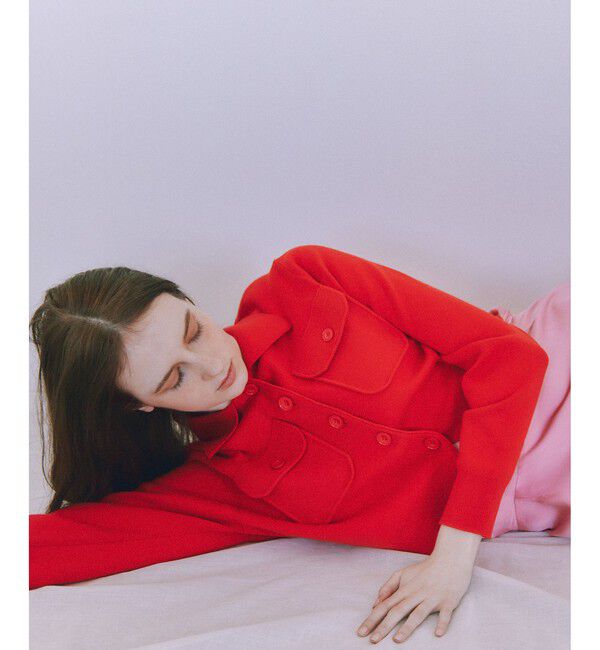 ADAM ET ROPE'「コットンカシミヤポケットカーディガン」|カーディガン|レッド系(62)