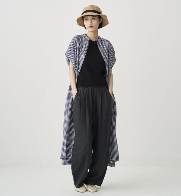ORCIVAL「ORCIVAL | リネンチェック フレンチスリーブ シャツワンピース WOMEN」|ワンピース|